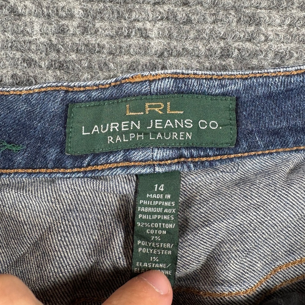 Lauren Ralph Lauren Jeans Co Womens 14 Dark Wash Straight Leg Stretch Denim Blue - Picture 2 of 7